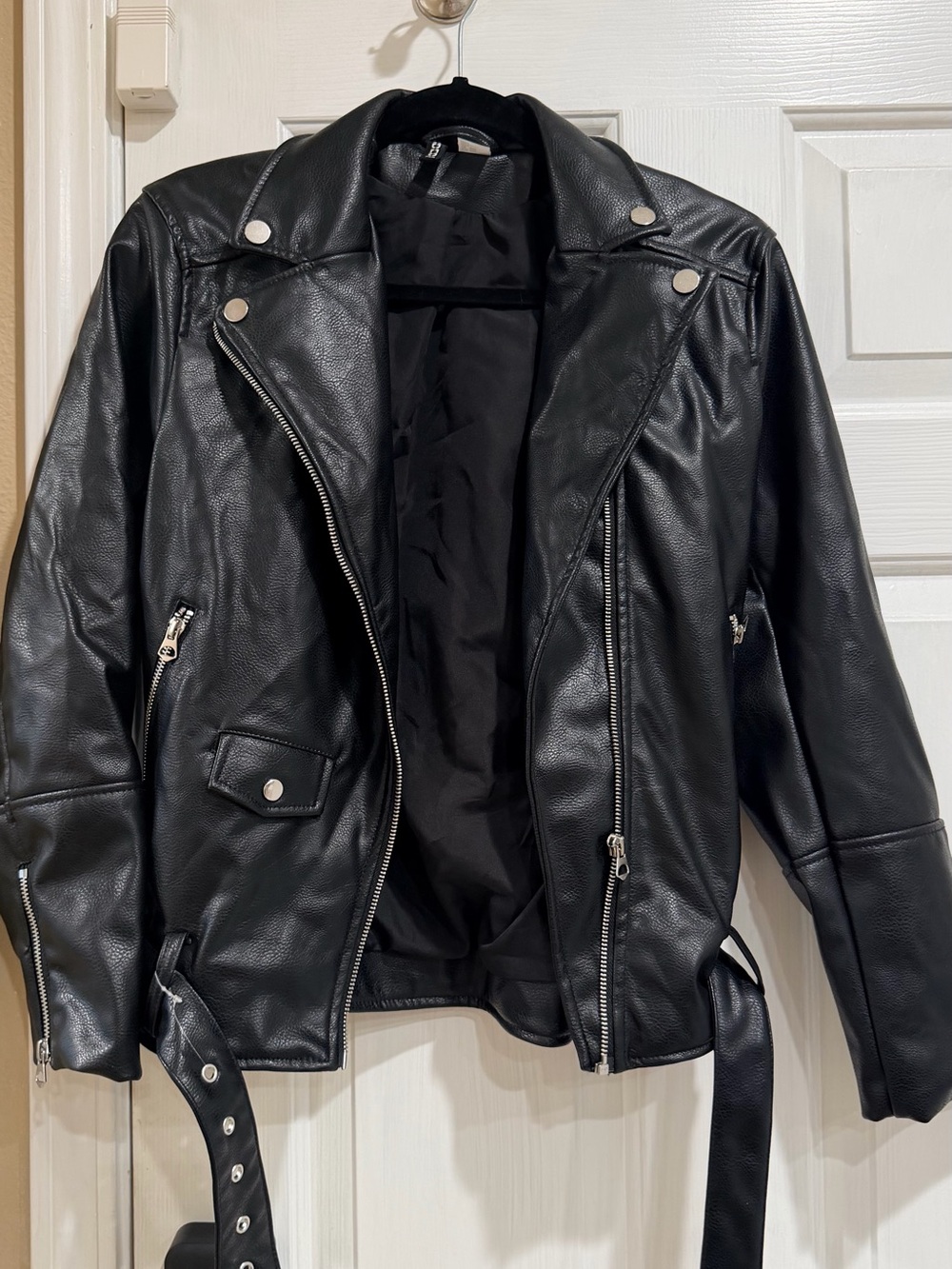 H&M Black Faux Leather Biker Jacket
